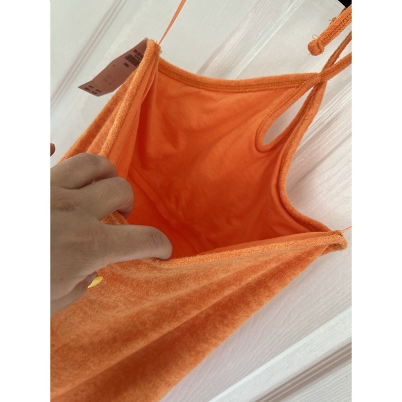 Hollister Orange Terry Halter Mini Dress Y2K Beach Resort Summer NWT Size S - Picture 5 of 9